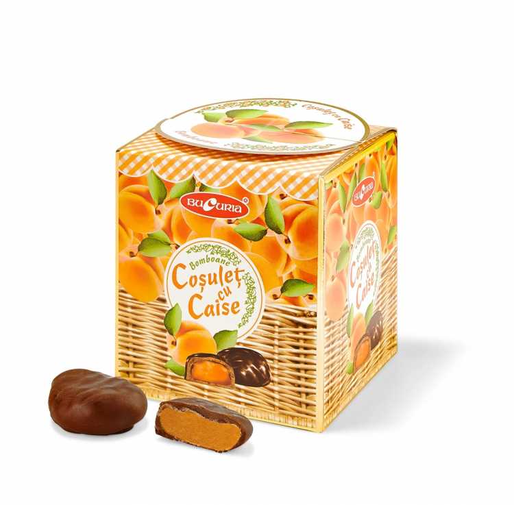 Конфеты "Корзинка с абрикосами" с шоколадной глазурью, Букурия, 200 г.