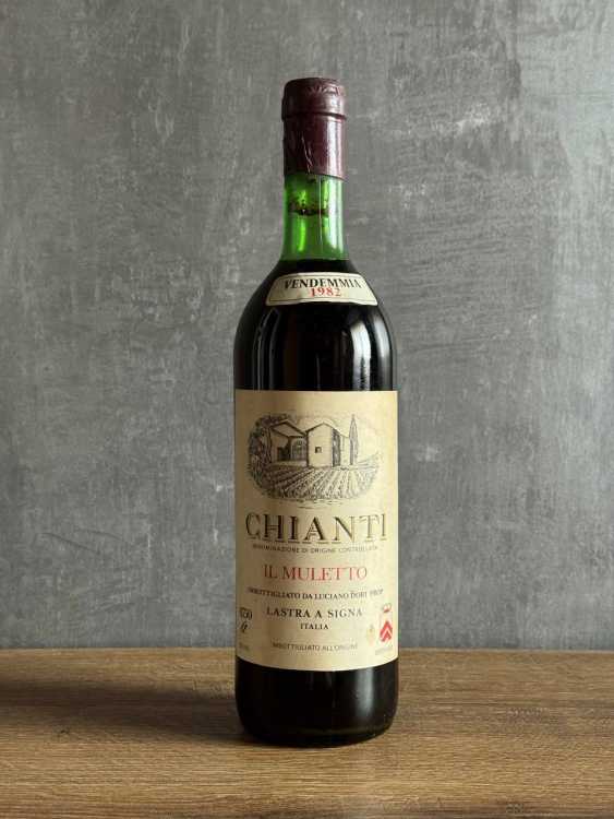Вино Luciano Dori Chianti Il Muletto 1982 года.